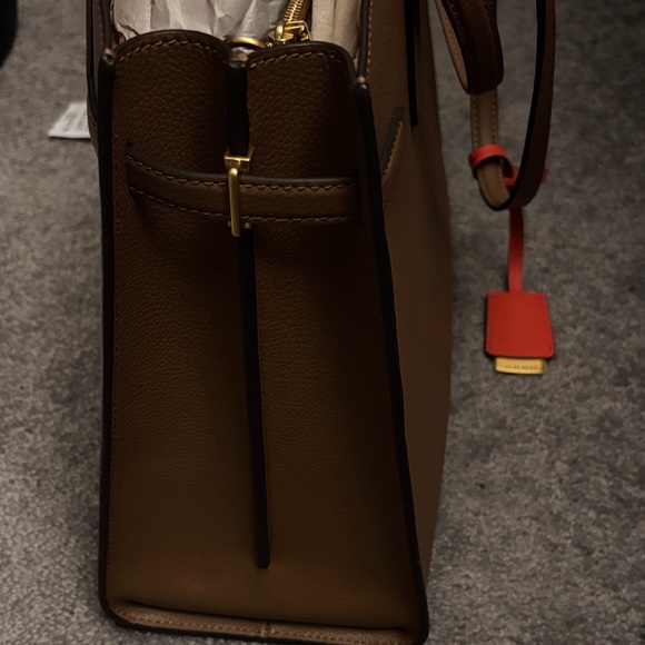 Tory Burch Tan Leather Tote with Red Accents - Picture 2 of 15